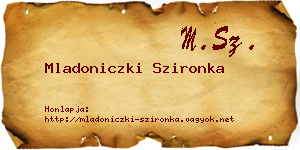 Mladoniczki Szironka névjegykártya